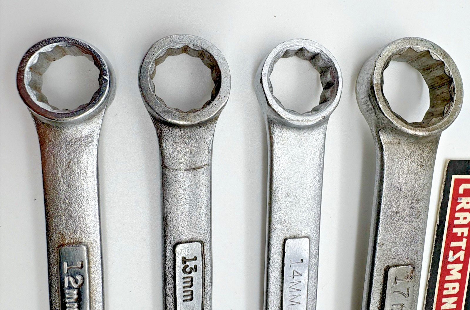VTG Set of (4) CRAFTSMAN -VV- Metric Combo Wrench, 17mm,14mm,13mm,12mm, 12pt,USA