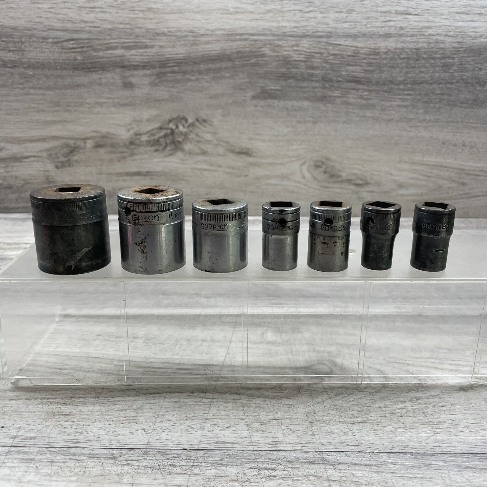 Snap On USA Socket Set 1/2” Drive 12 Point 1 3/16 + 1 1/8 + 1 + 19/32 + 11/16 +