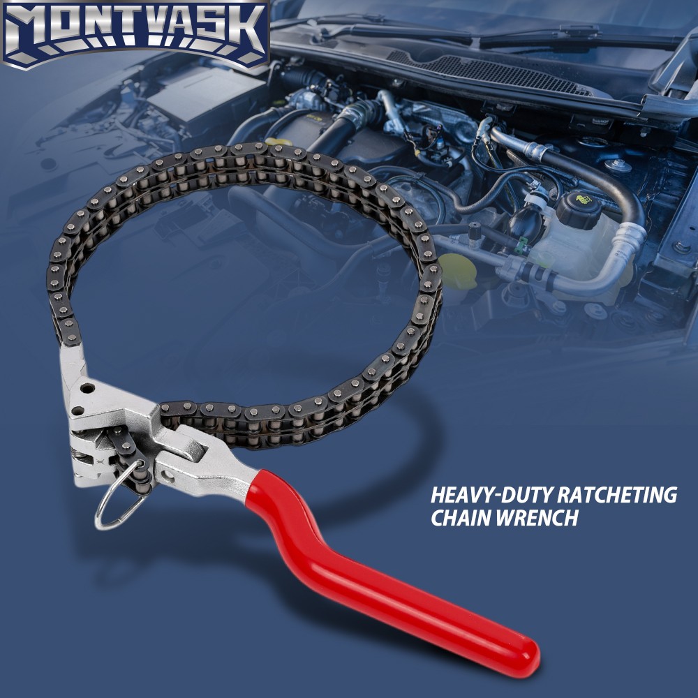 Heavy-Duty Ratcheting Chain Wrench Oil Filter Change Pipe Fittings 60-160mm