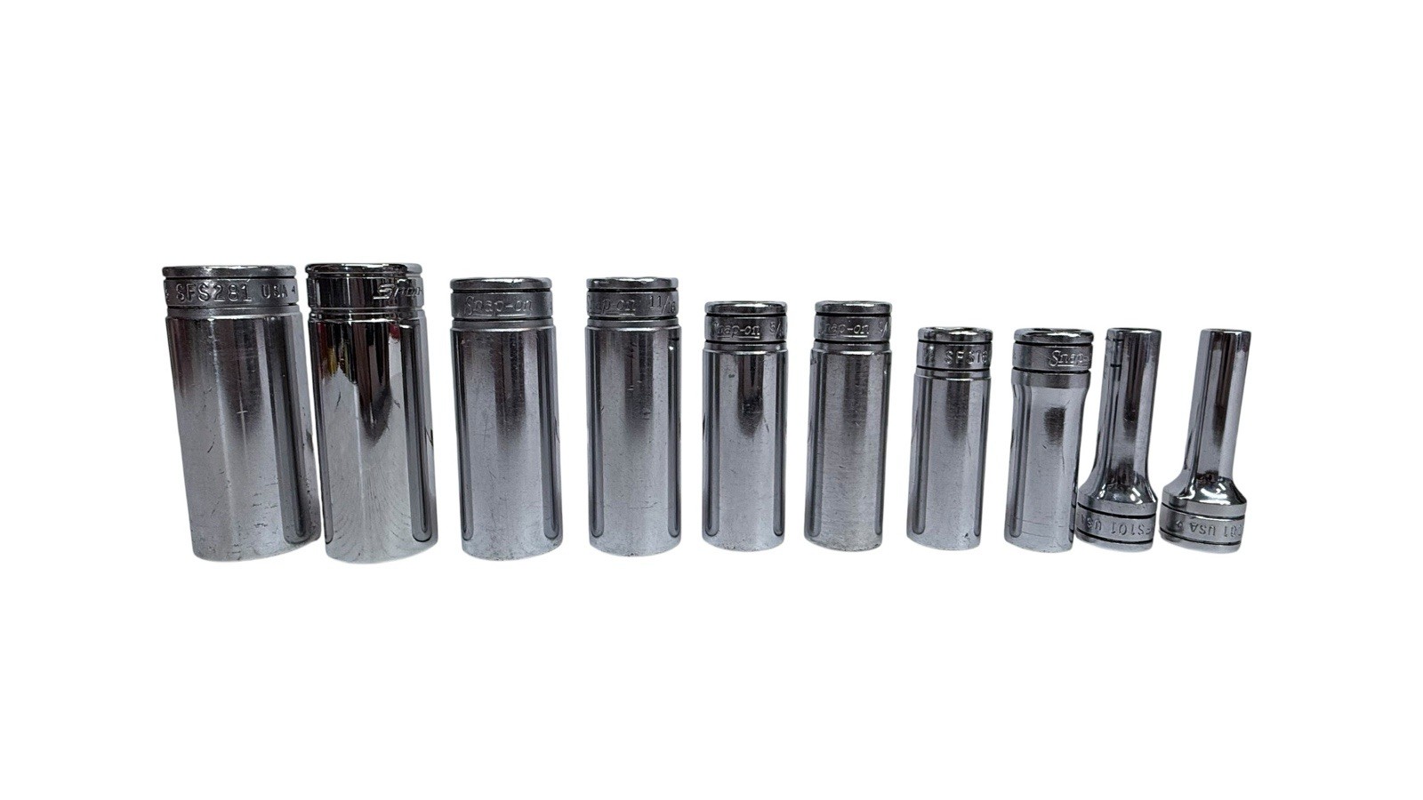 Snap-on SFS Series 10pc 3/8″ Drive SAE Deep Socket Set 1/4″–7/8″ 6-Point Chrome