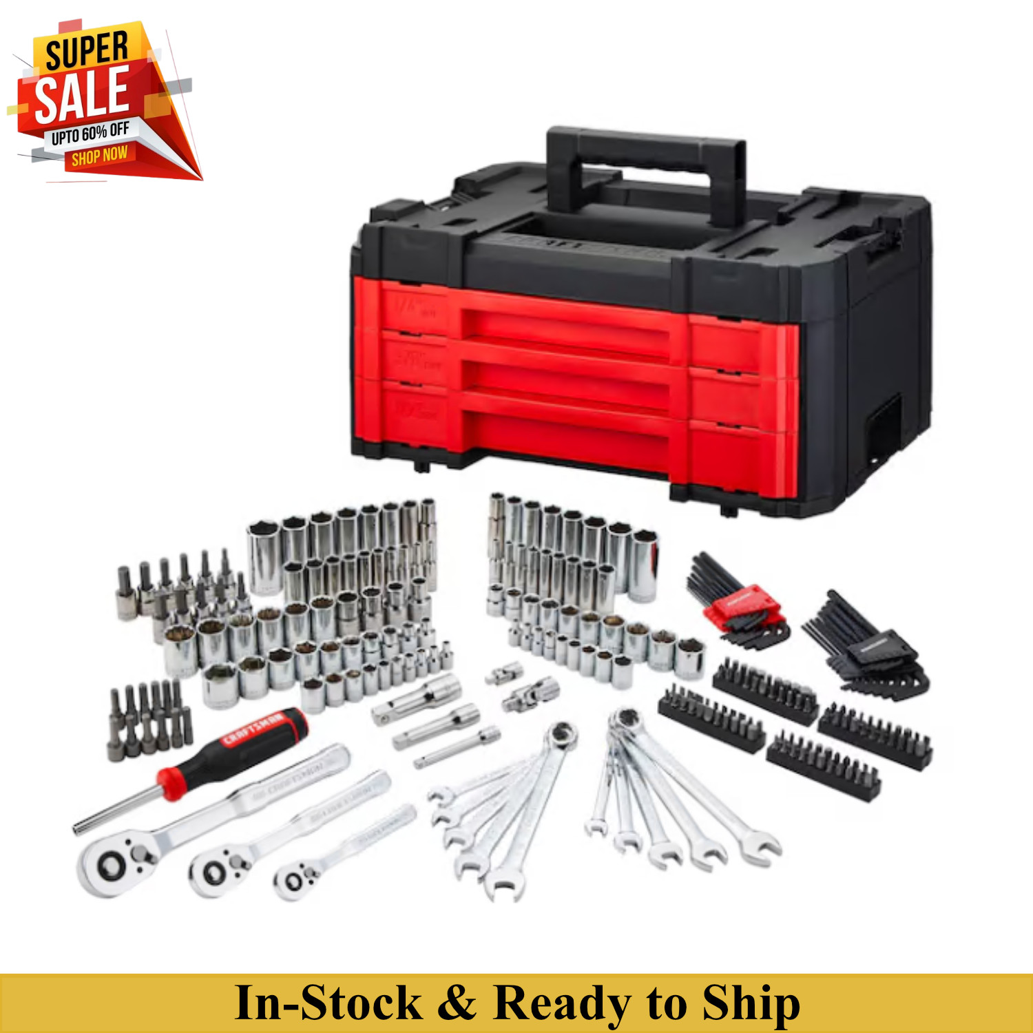 CRAFTSMAN 242-Piece Standard SAE and Metric Polished Chrome Mechanics Tool Set