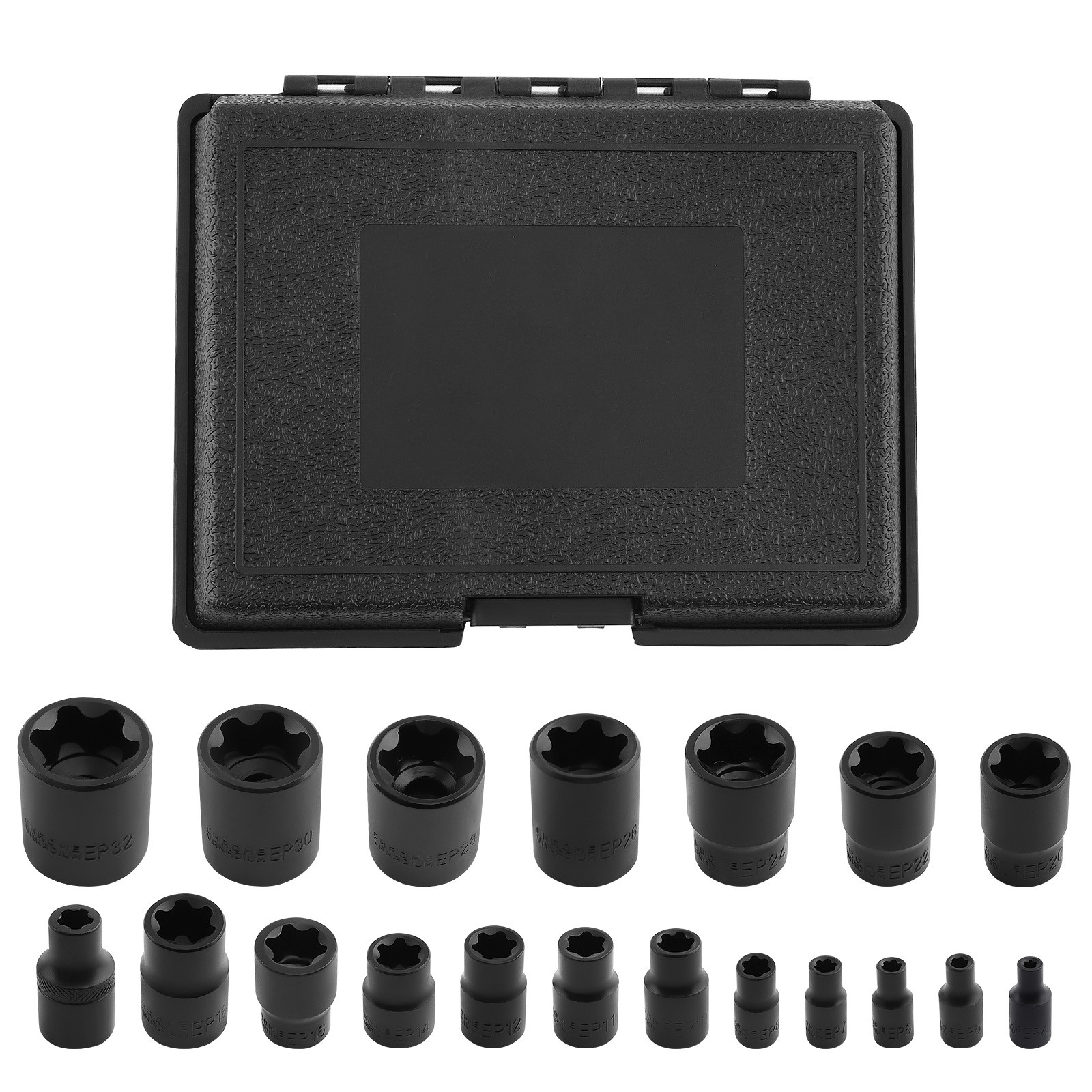 19 PC External Plus Socket Set 6 Point EP Socket EP4, EP5, EP6, EP7, EP8, EP10