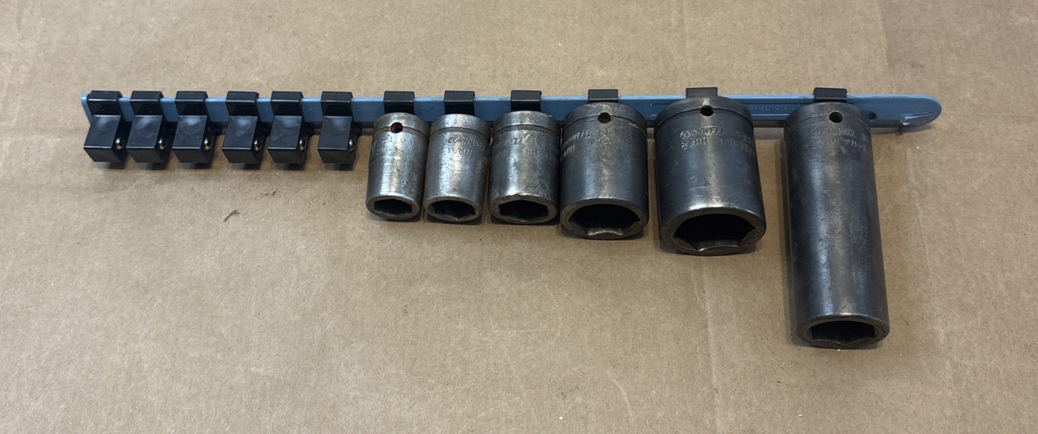 Cornwell Impact Sockets 6 Pieces Mechanics Tools USA 22mm, 27, 24, 18, 16, 14 mm