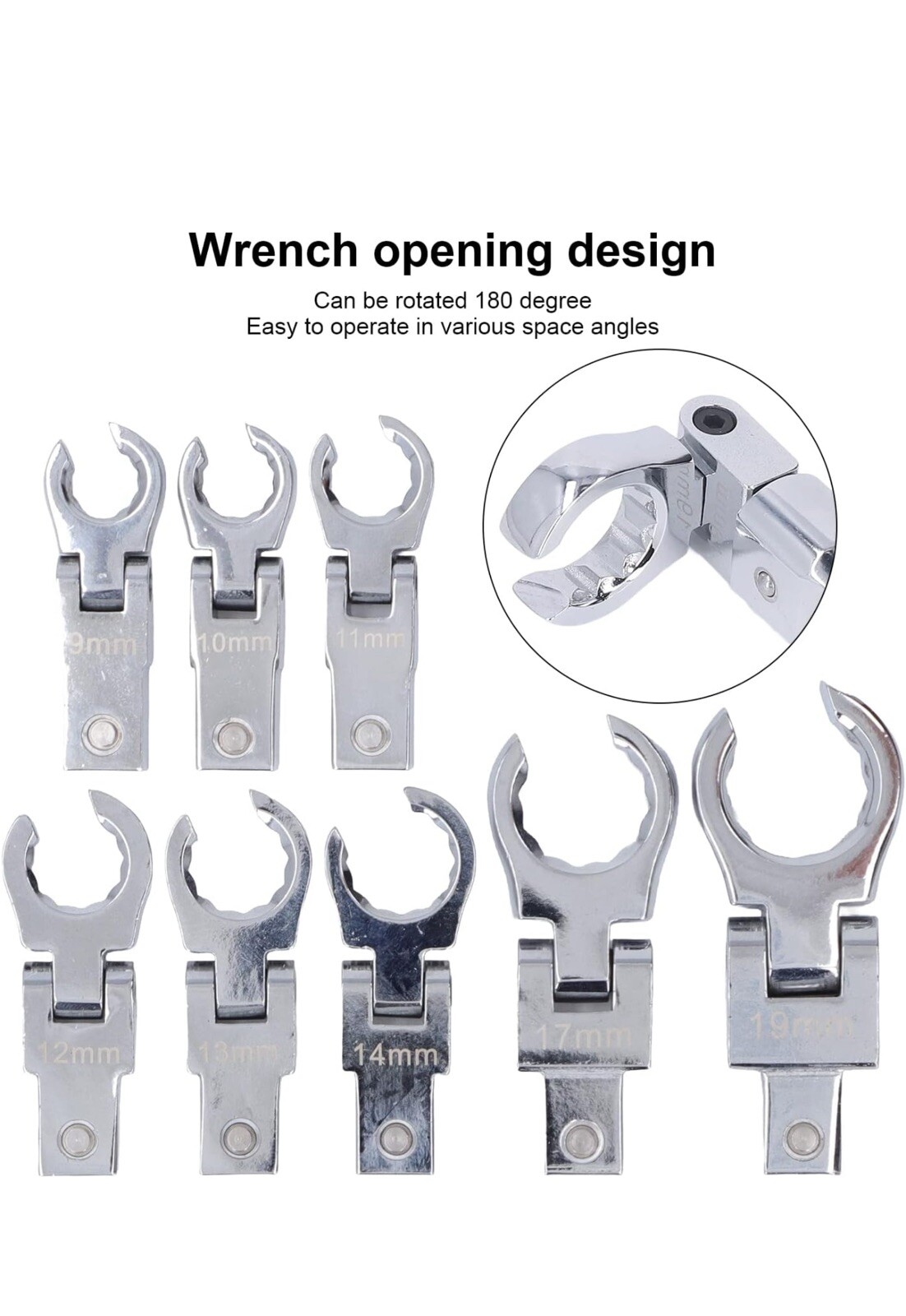 9pcs Flare Nut Flexible Open End Offset Box Wrench Metric Set Brake Line Wrench