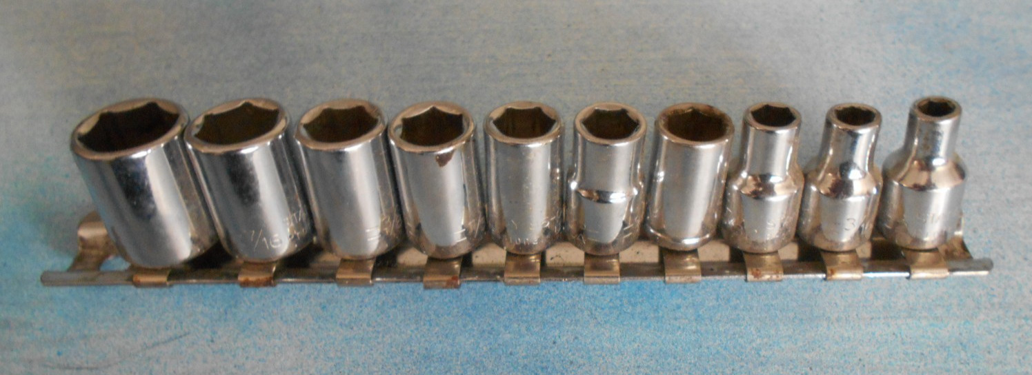 SAE STANLEY SOCKET WRENCH SET. 10 PIECES 1/4″ DRIVE 5/32″ TO 1/2″-