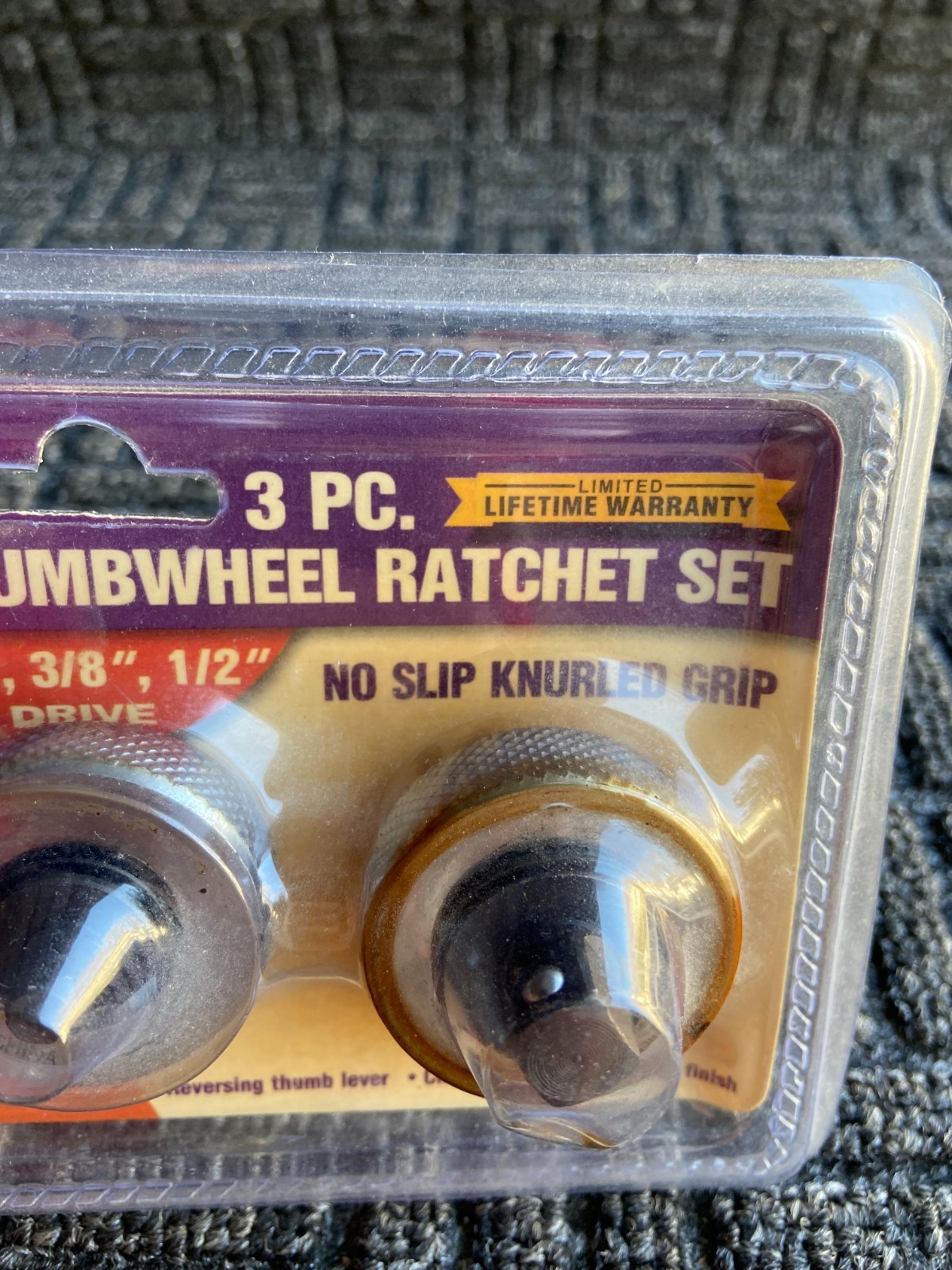 Pittsburgh 94011 -3 PC Thumb Wheel Ratchet Set Reversing Thumb Lever Knurled~NEW