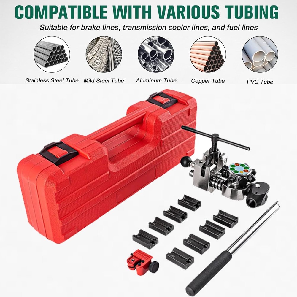 Brake Line Flaring Tool Kit 45° Single Double Bubble Flare for 3/16″ 1/4″ 5/16″