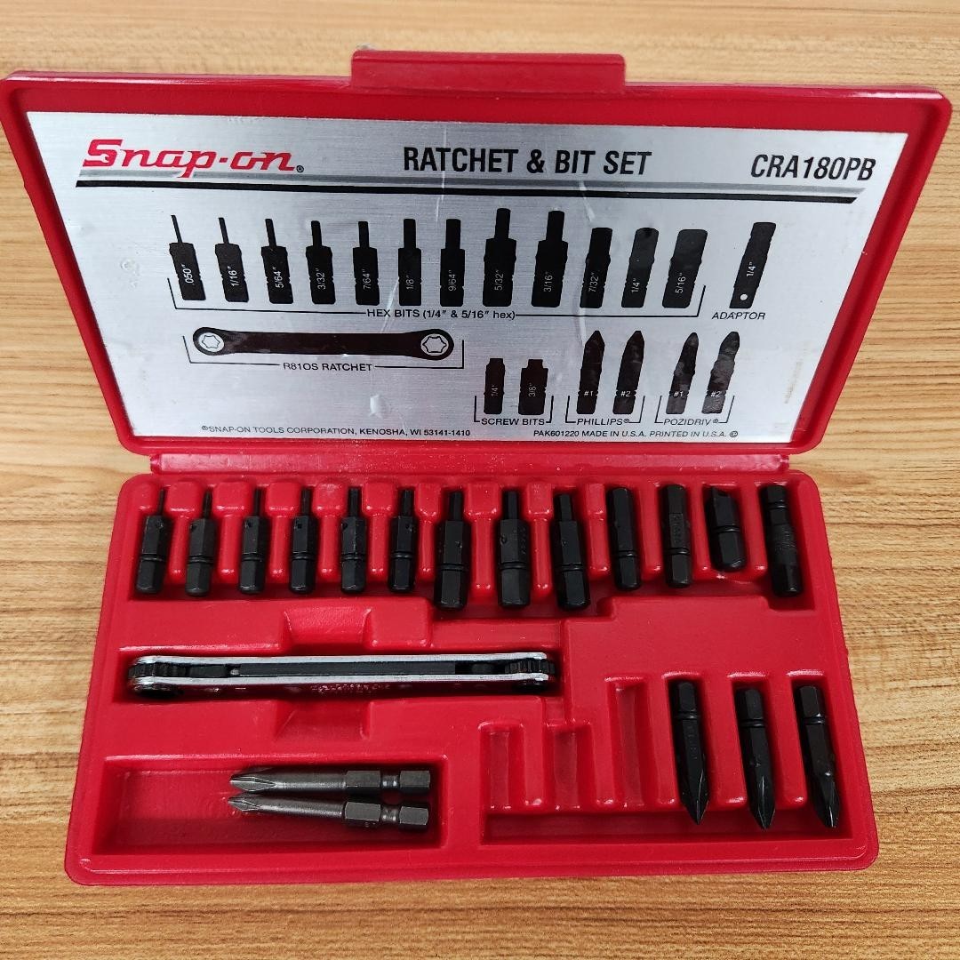 Snap-On 20 pc Ratchet & Bit Set – Model CRA 180PB Exc. Cond. *READ DESCRIPTION*