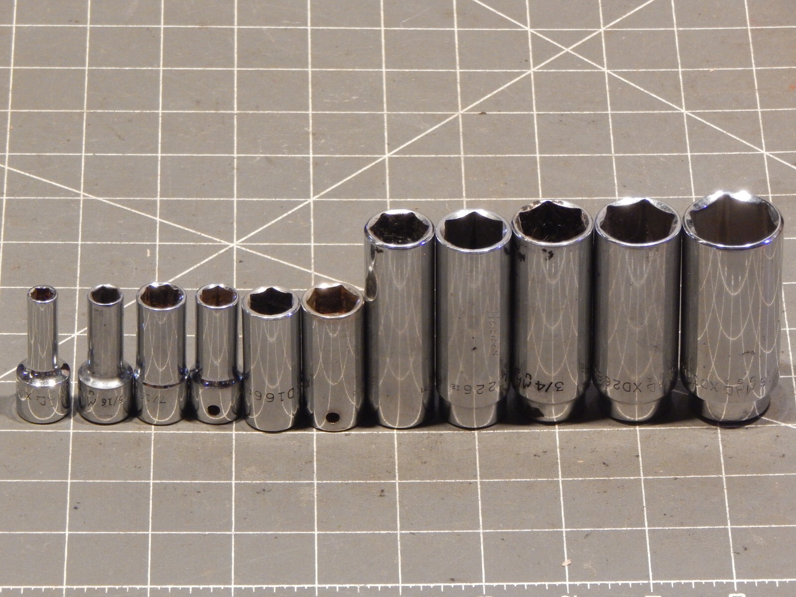 Mac 11Pc 3/8 Drive SAE Deep Socket Set 1/4″ 15/16″ XD 6Pt 6 Point Dr XD XD306R