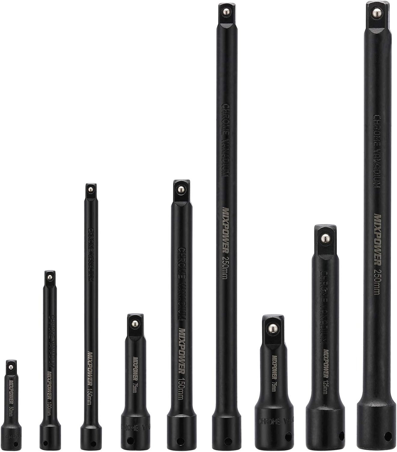 9-Piece Impact-Ready Extension Bar Set with Chrome Vanadium Steel