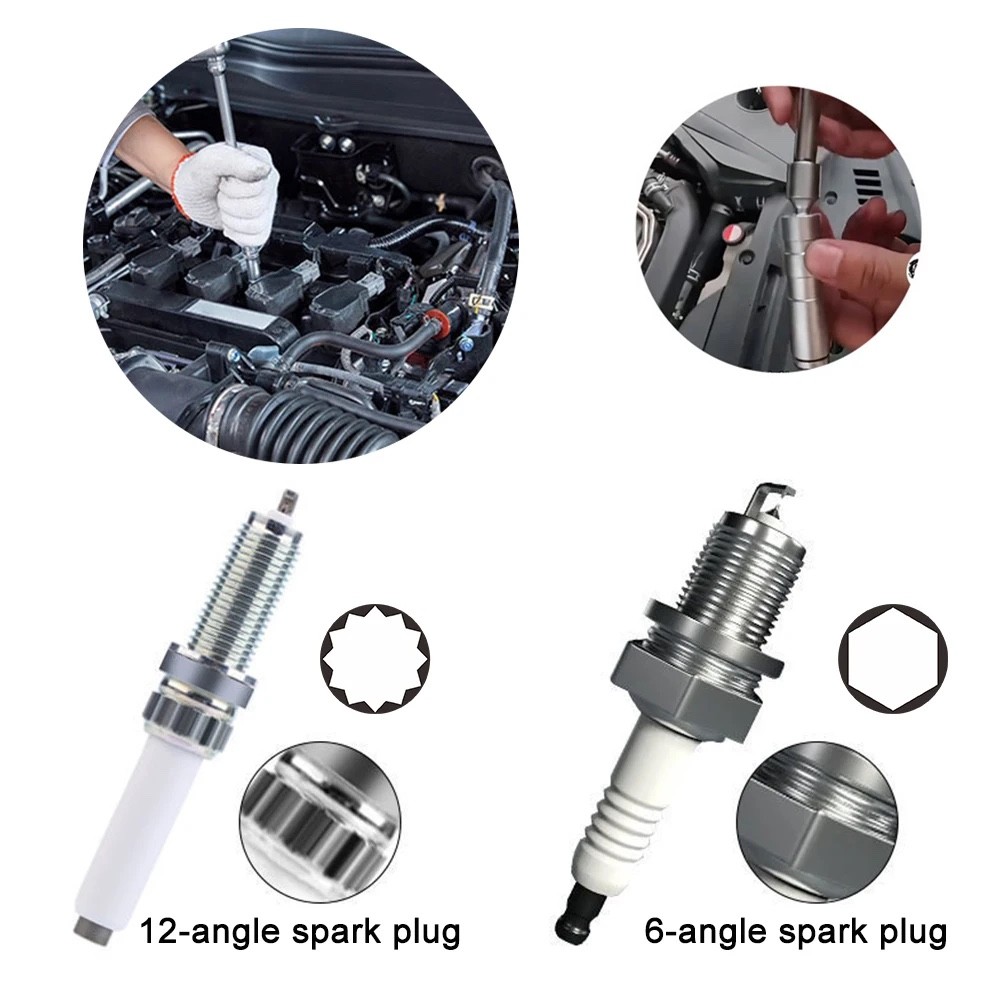 14mm & 16mm Thin Wall Magnetic Swivel Spark Plug Socket 12-Point Removal Tool