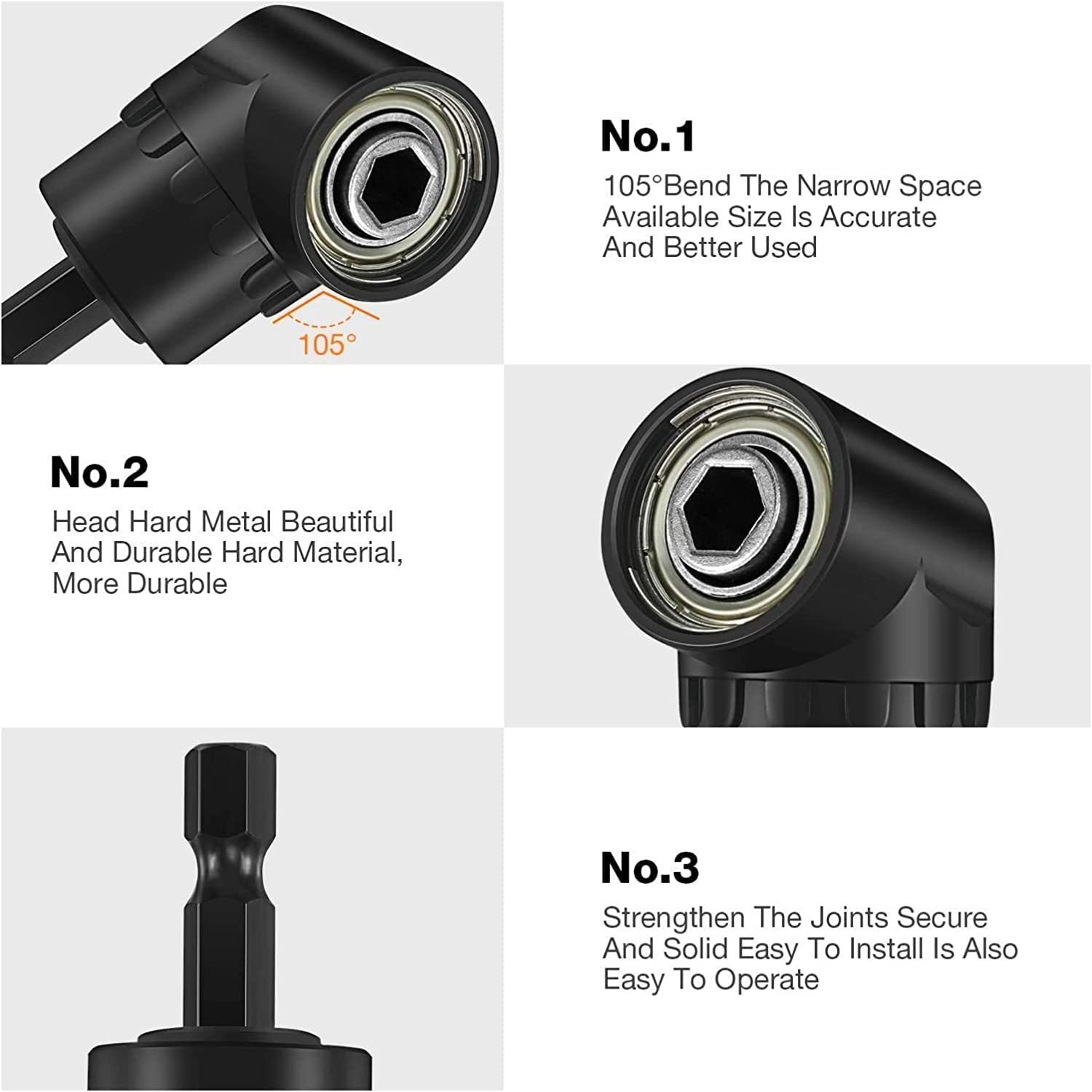 105-Degree Right Angle Socket Adapter Set – 3Pcs High-Grade Tool Extensions
