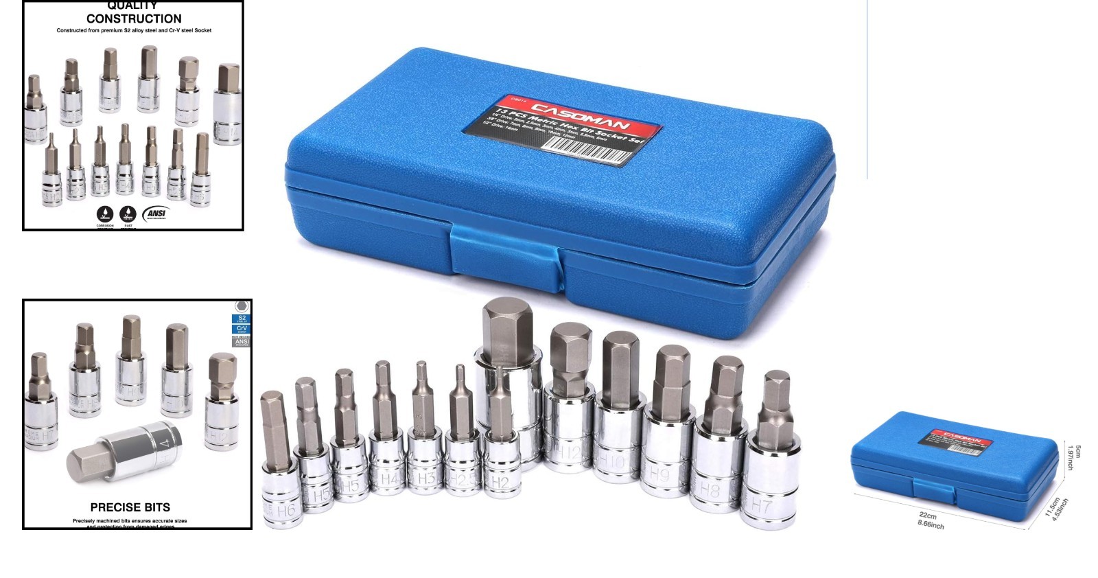 Comprehensive 13-Piece S2 Steel Hex Socket Set for Superior Torque Performance