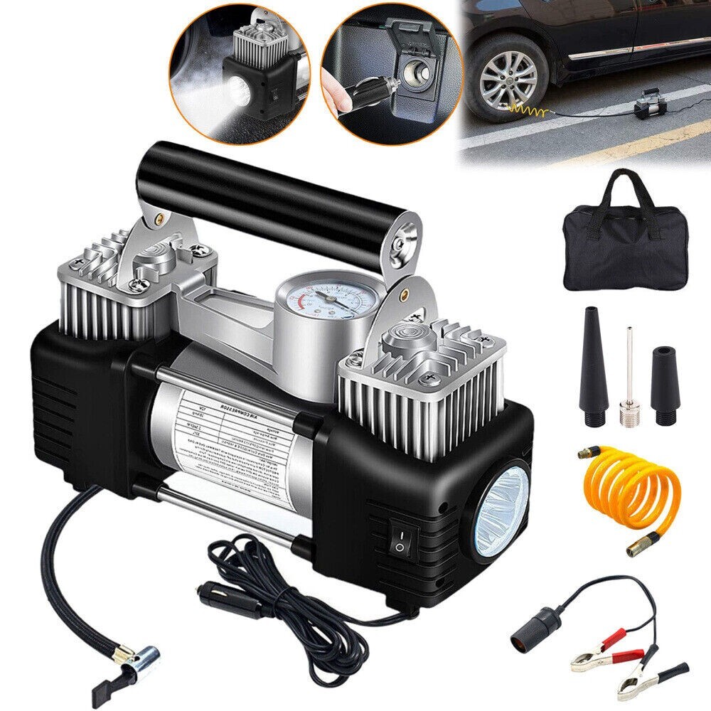 12V Heavy Duty Portable Air Compressor Car Tire Inflator Electric Pump Auto