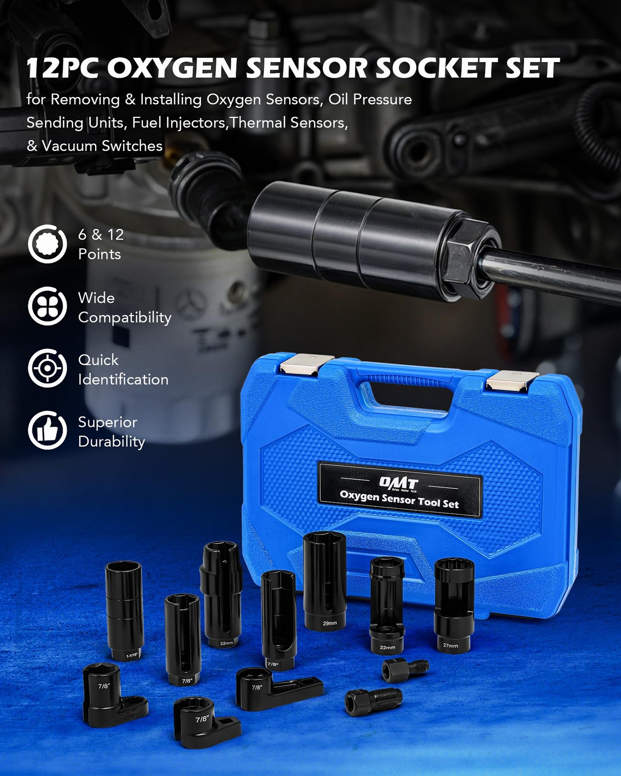Orion Motor Tech 12pc Oxygen Sensor Socket Set, O2 Removal Tool and…