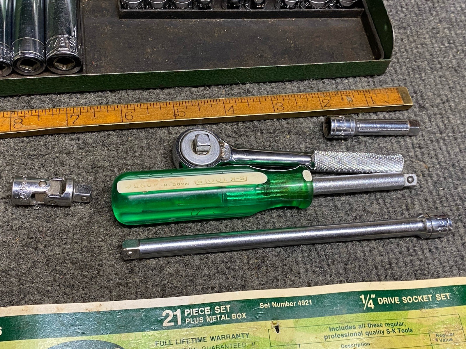 Vintage S-K Tools 4921 1/4″ Drive 21pc Socket Set With Original Paper SAE