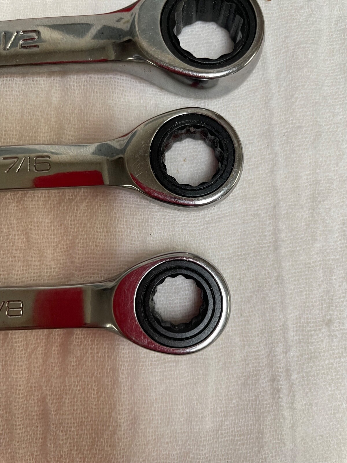 Snap on 7pc Non-Reversing Ratcheting Combo Wrench Set 3/8 – 3/4