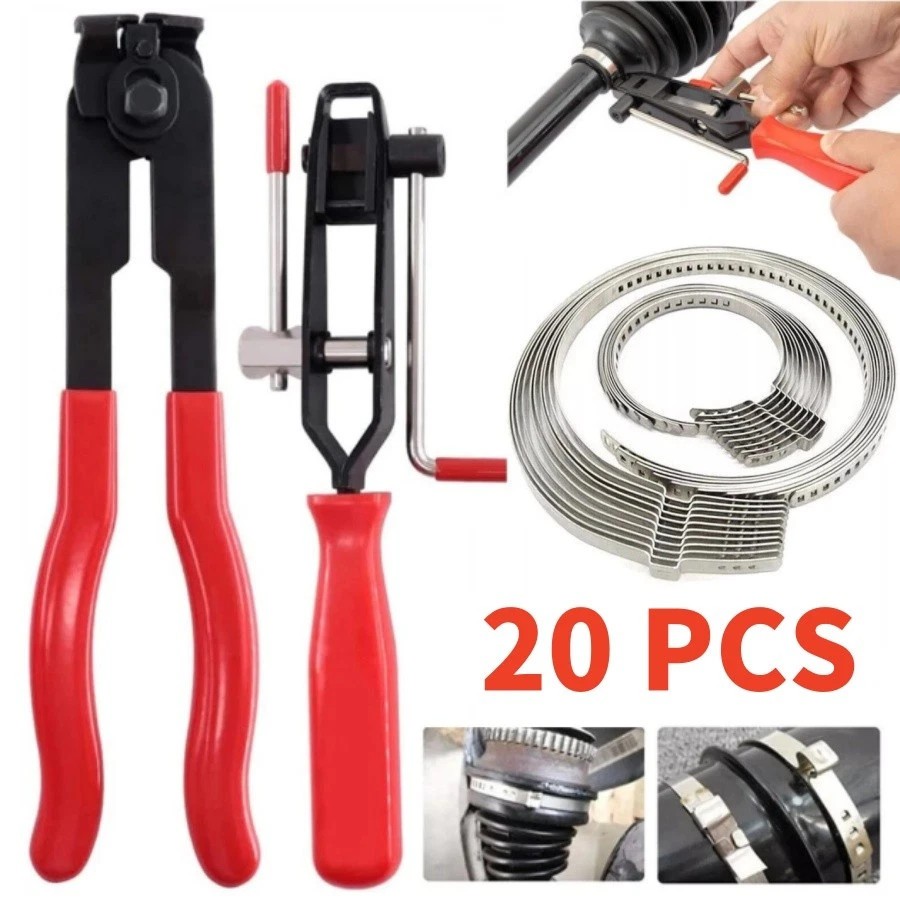2Pcs CV Joint Boot Clamp Pliers Ear Type Banding Cutter Plier w 20PCS of Clips
