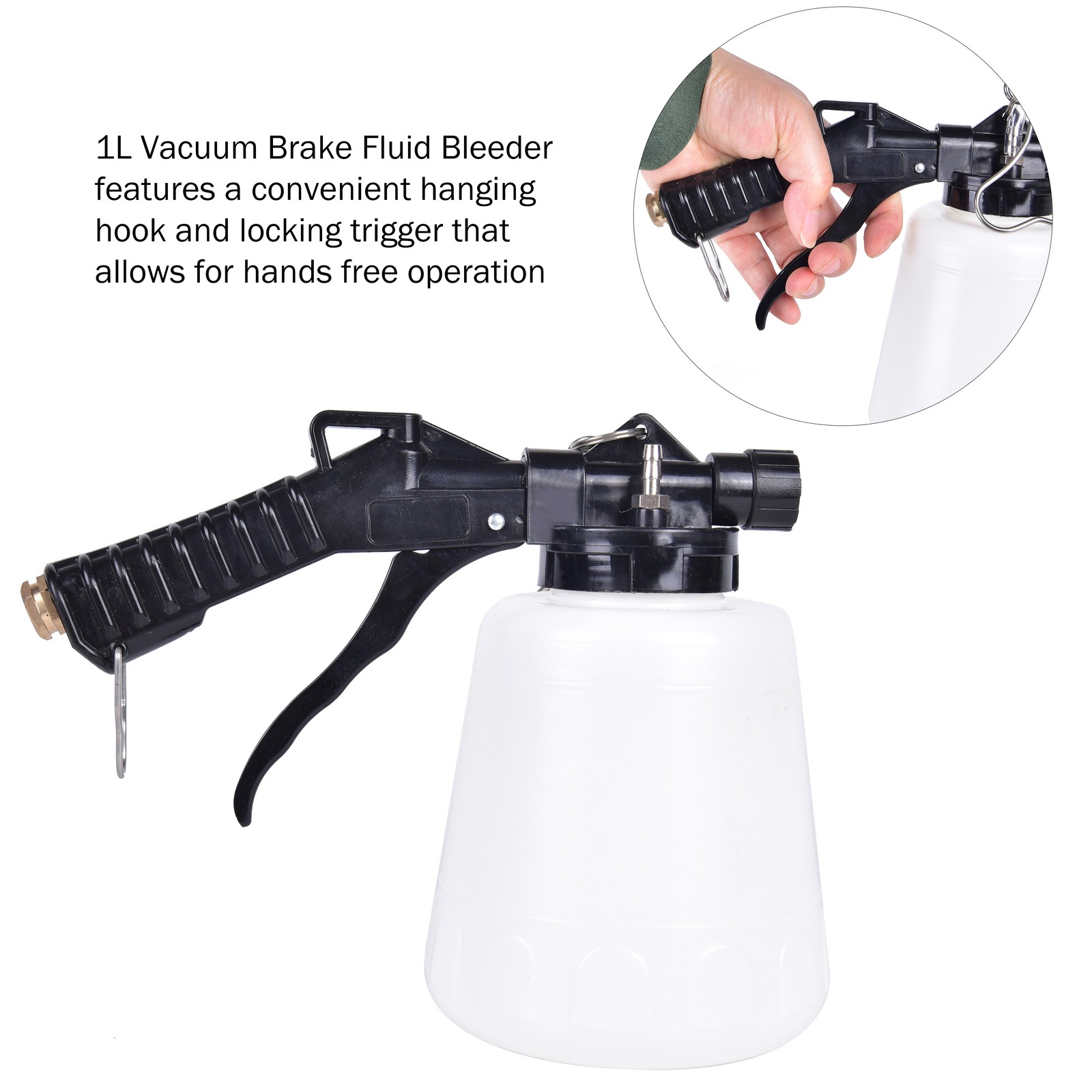 2 PCS Universal Vacuum Pneumatic Brake Fluid Bleeder Tool with Hanging Hook,1L