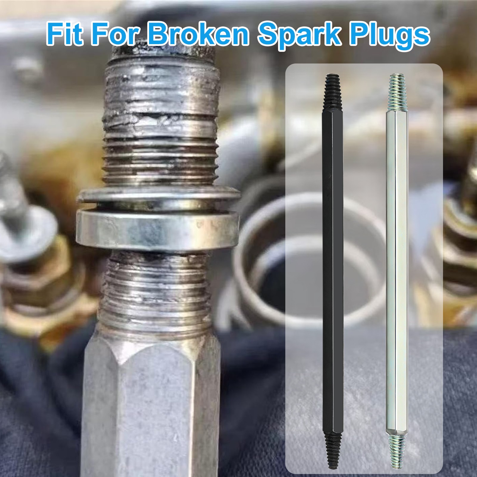 2×Spark Plug Broken Removal Tool Left-Hand Thread Alloy Steel Extractor for Cars