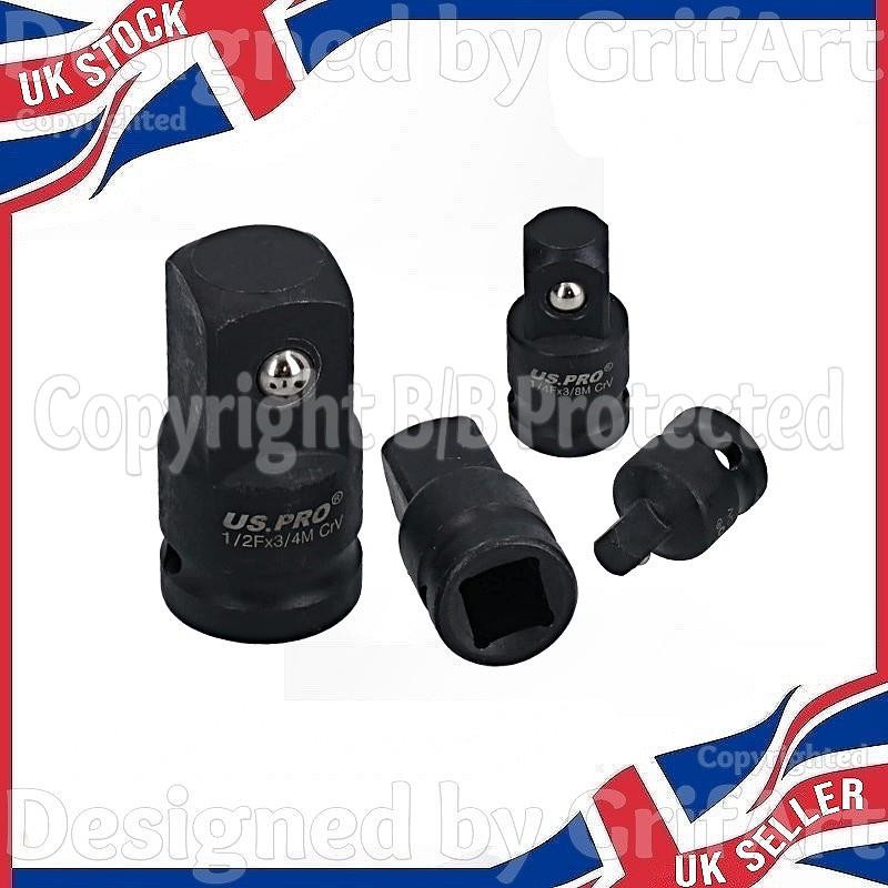 8PC IMPACT SOCKET ADAPTOR CONVERTER REDUCER 1/4″ 3/8″ 1/2″ 3/4″ DRIVE STEP UP
