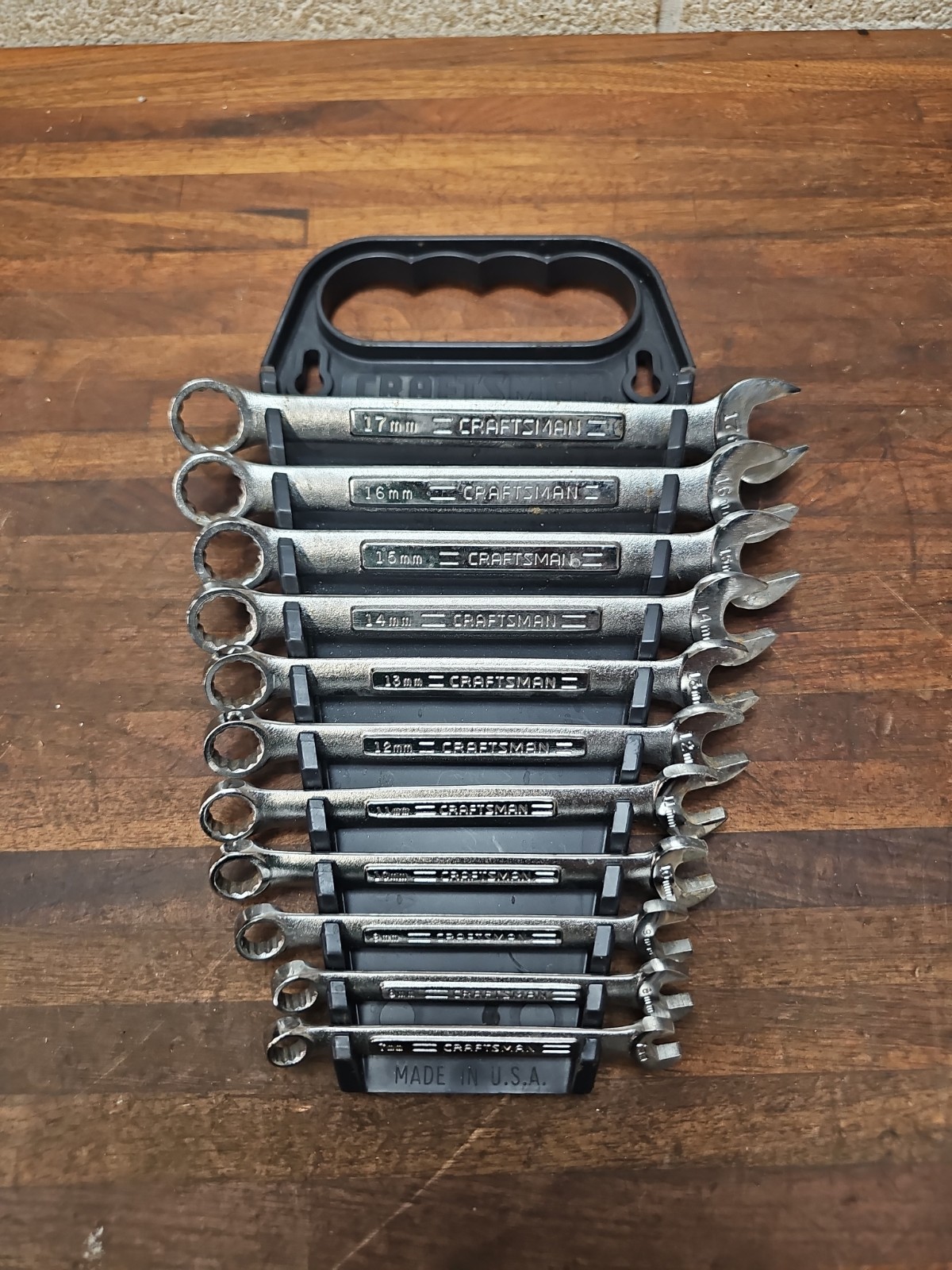 L59- vintage Craftsman Metric Combination Wrench Set 7mm-17 mm Forged In USA
