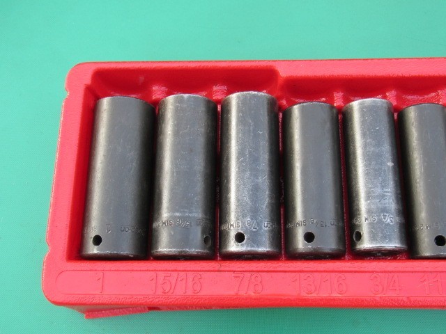 SNAP ON 309SIMY 1/2″ TO 1″ 1/2″ DRIVE SAE 6 PT DEEP IMPACT 9 PC SOCKET SET SIM