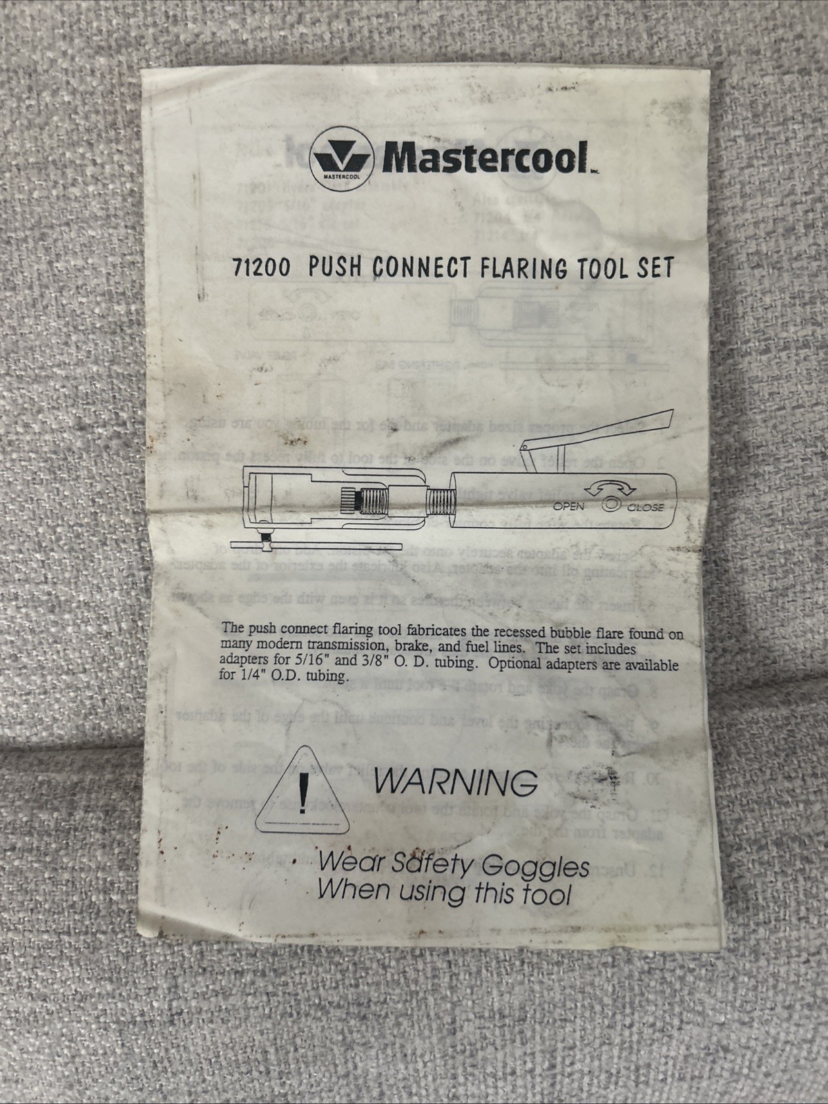 Mastercool 71200 Push Connect Flaring Tool Set N O S