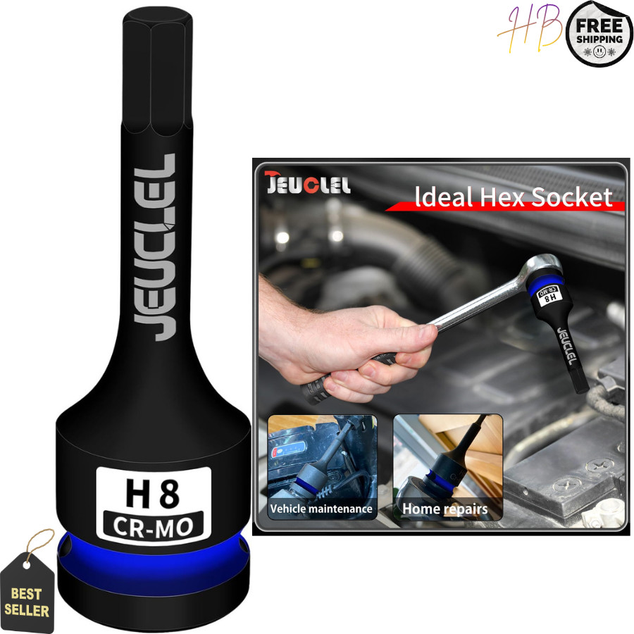 8mm Hex Impact Bit Socket, H8 1/2-Inch Impact Drive Allen Socket, Cr-Mo Steel…