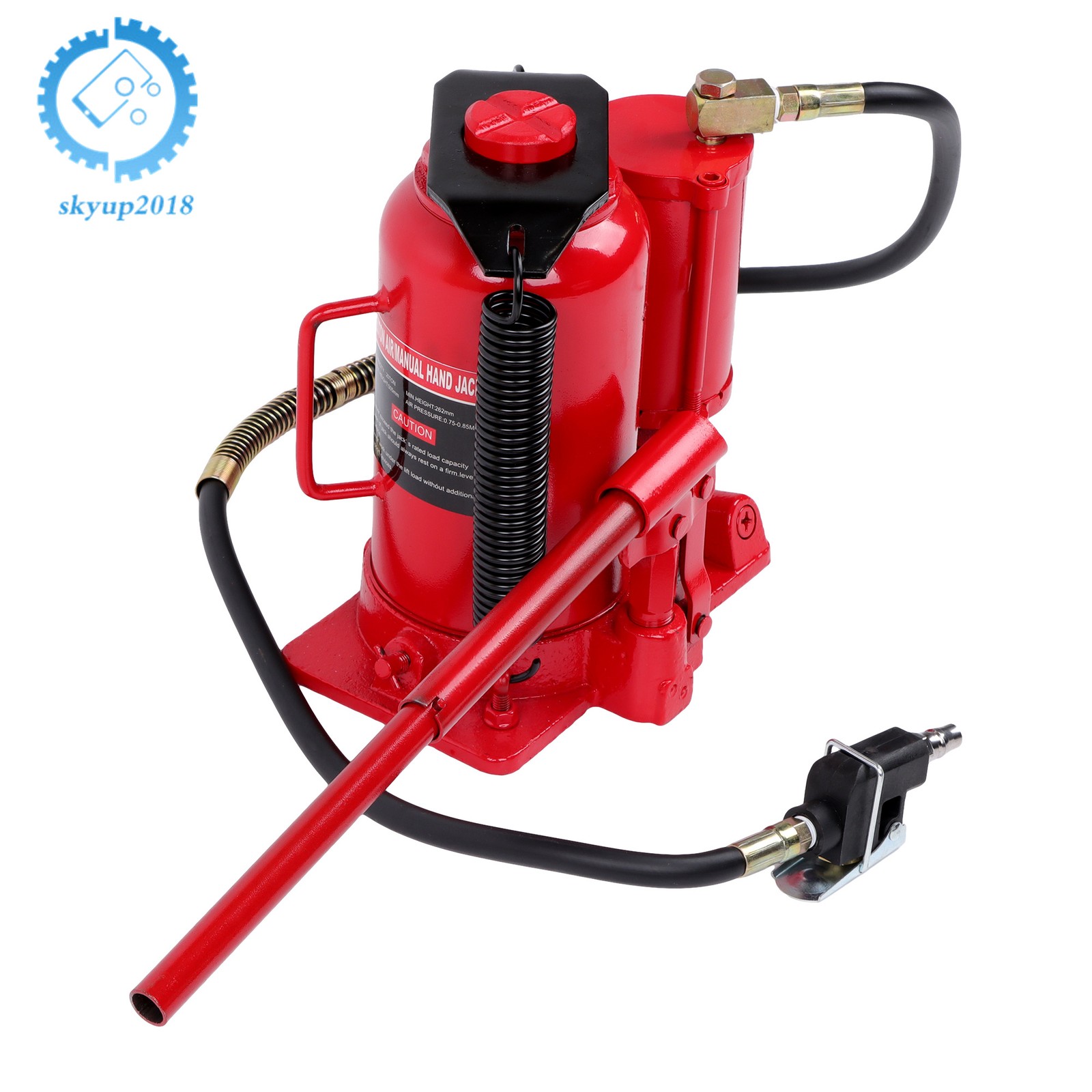 Pneumatic Air Hydraulic Bottle Jack with Manual Hand Pump, 20 Ton
