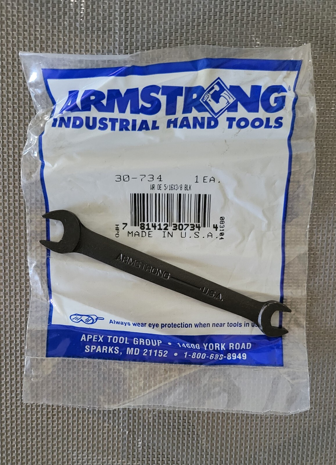 Armstrong Tools # 30-734, USA 3/8″ x 5/16″ Double open ended wrench NEW