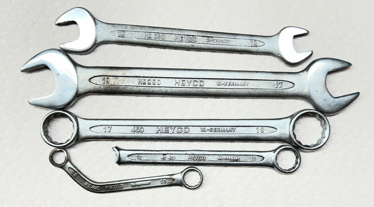 Heyco Wrenches 17/19 open ended box ended 8/10/13mm Lot of 5