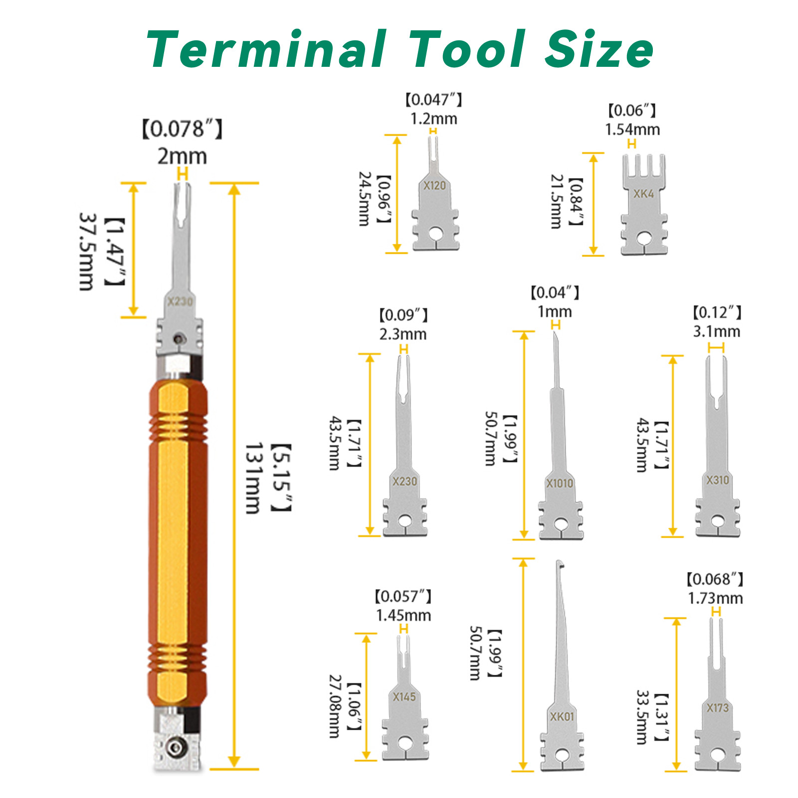 8PCS Electrical Pin Removal Tool Kit Tip Replacement Terminal Removal Tool Set