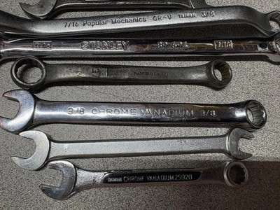 7-ASST. COMBO WRENCHES-Proto Tools 3020 5/16+PM+ACE+STANLEY 3/8-9/16” ASST. L-GN