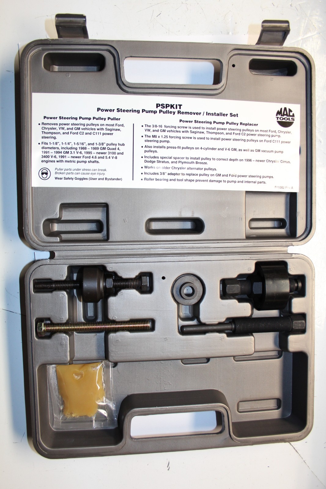 MAC TOOLS PSPKIT Power Steering Pump Pulley Service Set Case USA