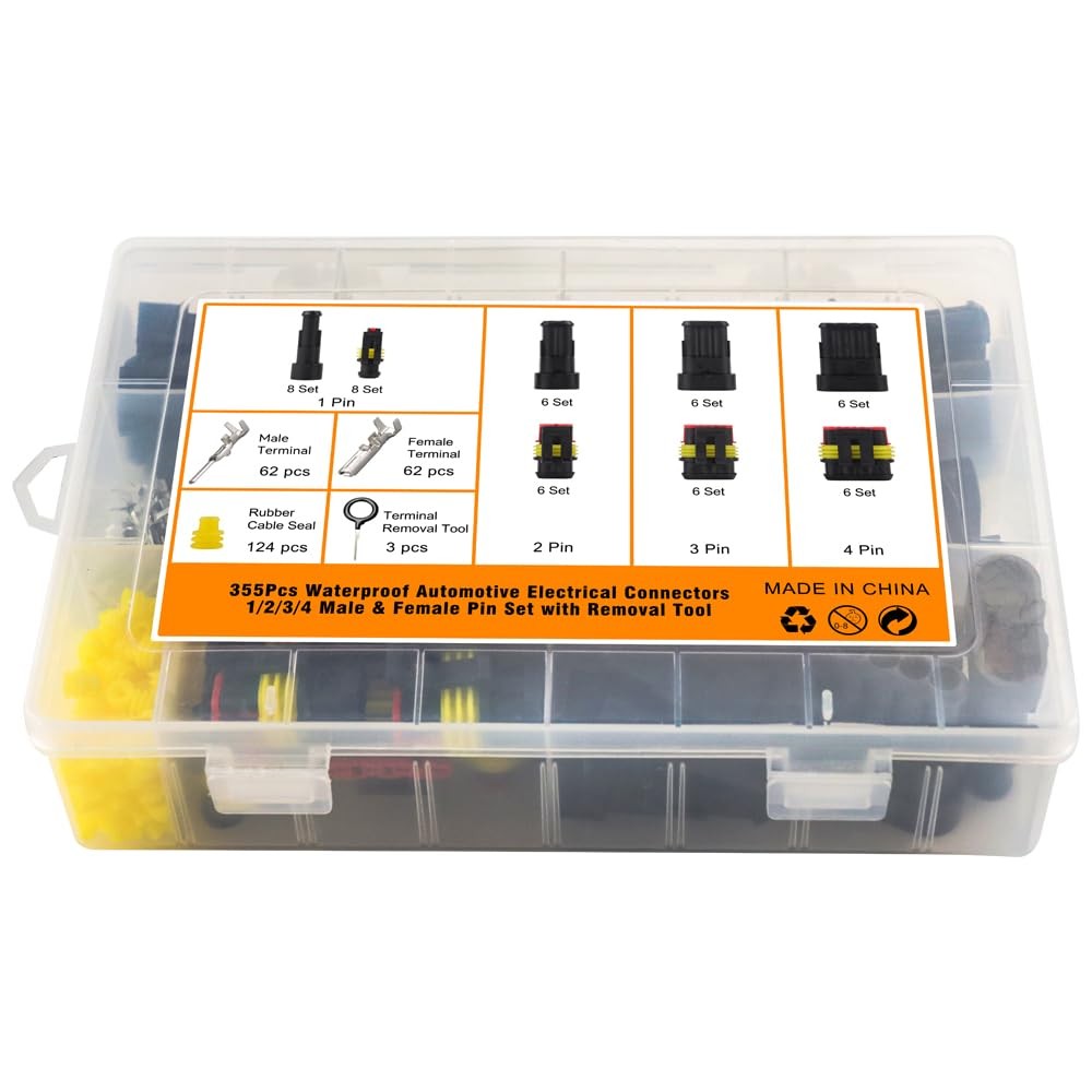 YMYP 355Pcs 26 Sets Waterproof Automotive Wire Connectors, Black