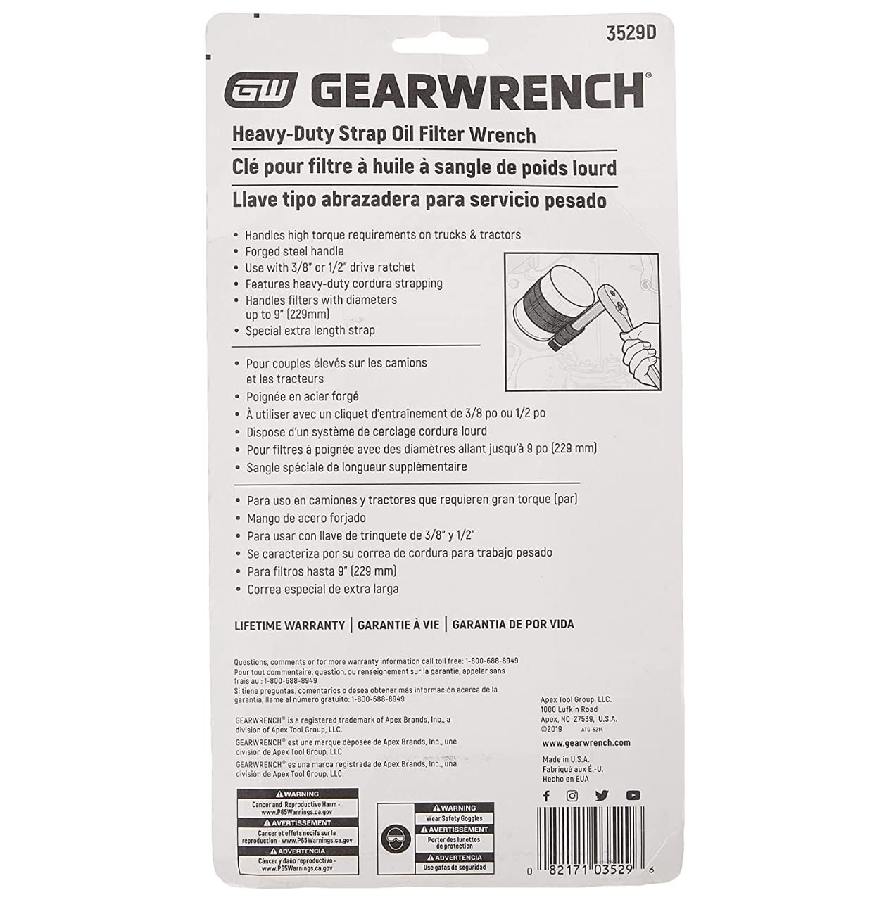 GEARWRENCH HeavyDuty Oil Filter Strap Wrench | 3/8″ & 1/2″ Drive | 3529D