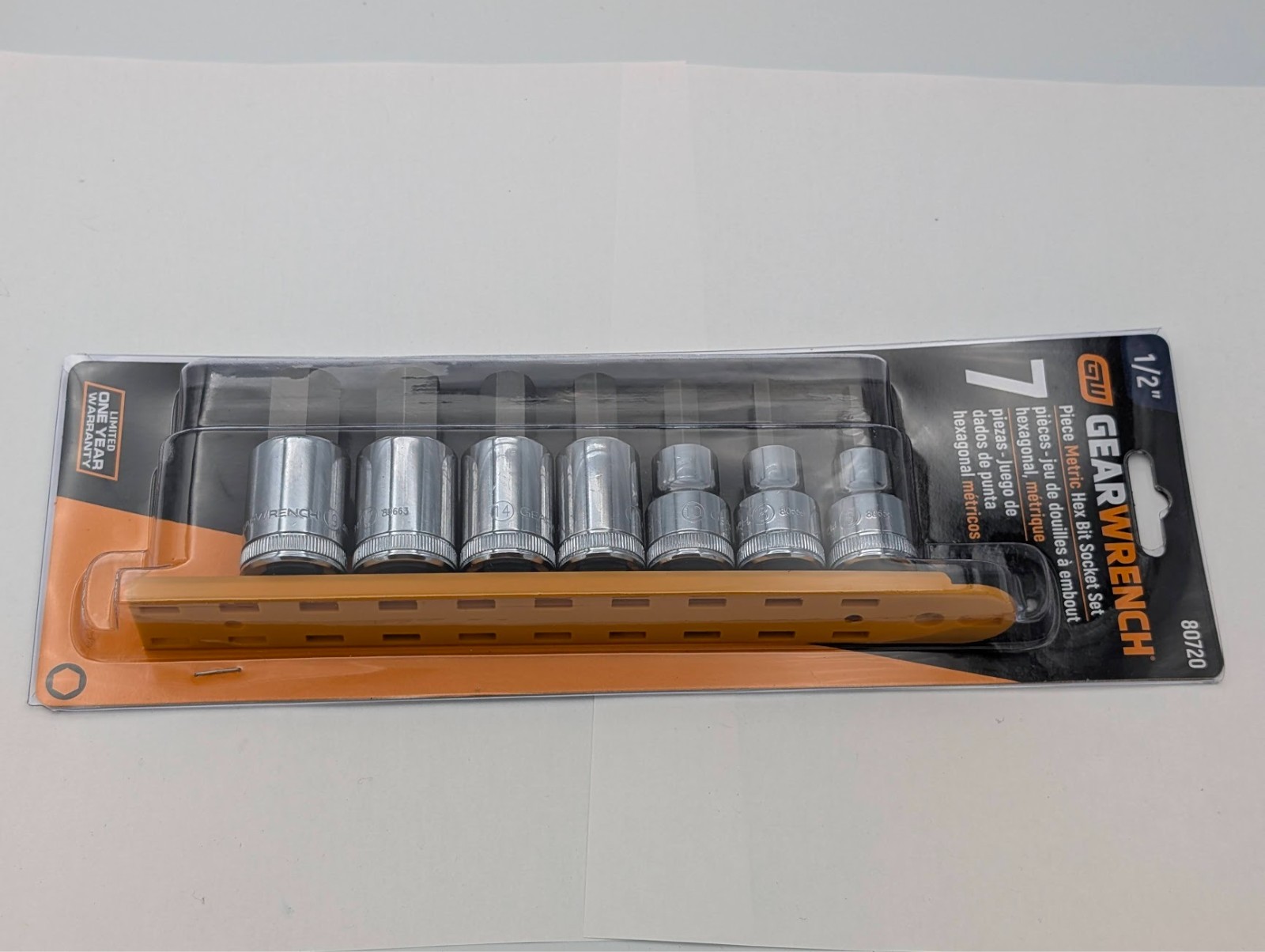 GearWrench 7 Pc 1/2″ Drive Hex Bit Metric Socket Set 6, 8, 10, 12, 14, 17 & 19mm