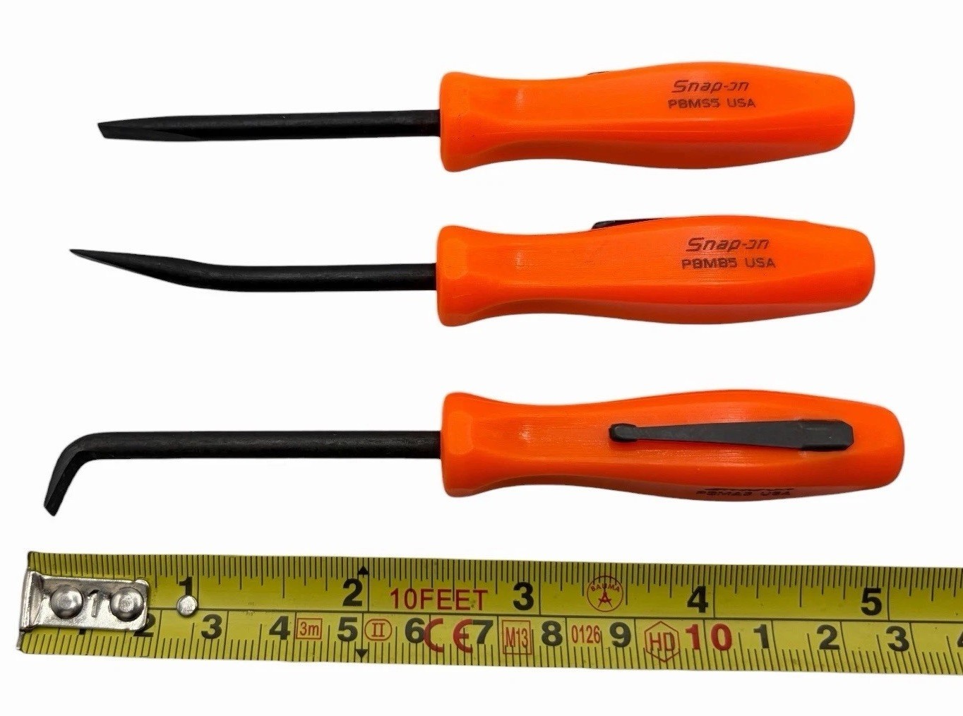 *NEW* Snap-On POCKET PRY BAR SET 3 pcs ORANGE HANDLES, PBMA5O, PBMB5O, PBMS5O