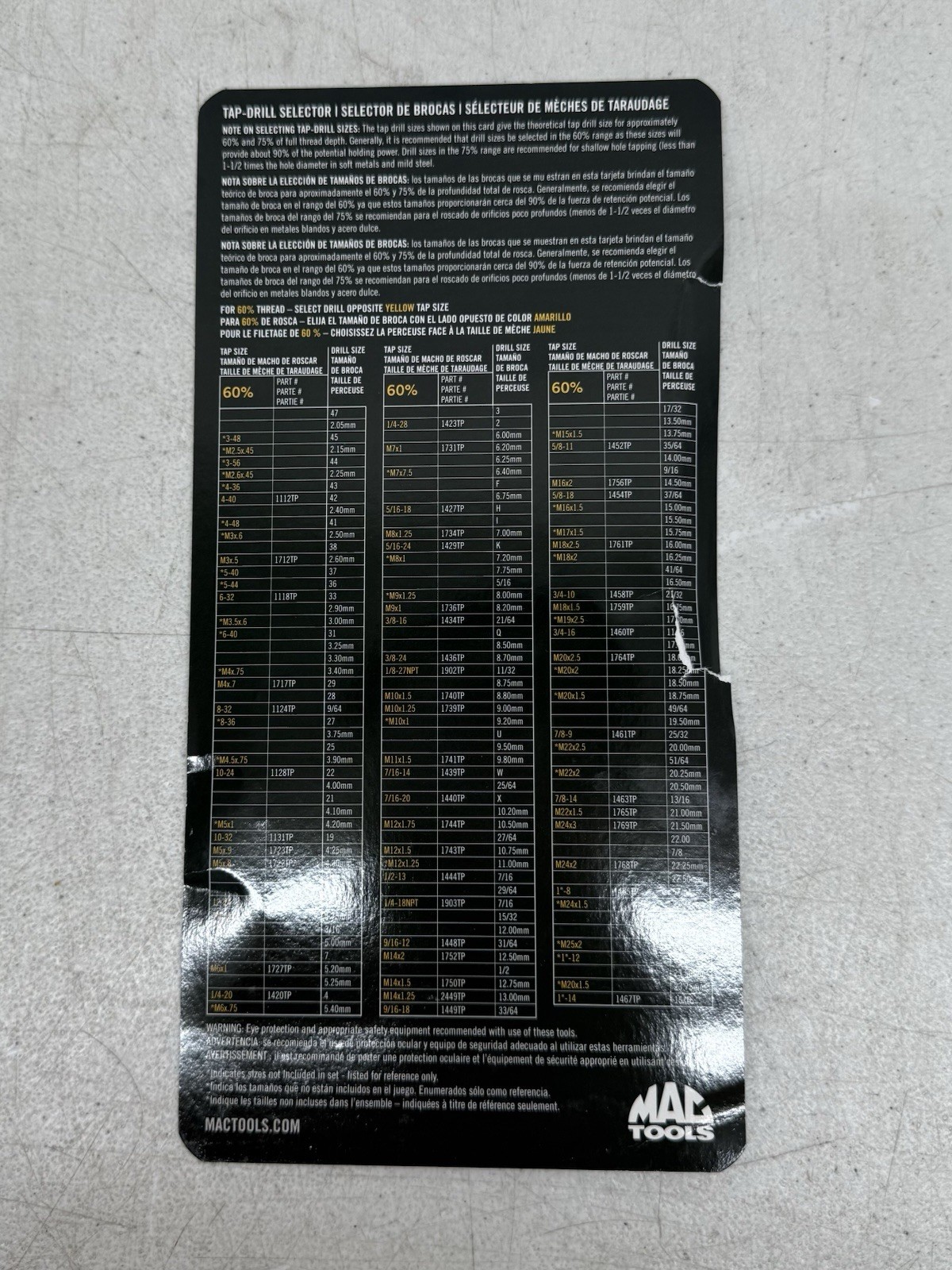 MAC Tools TD76COMBOS-US 76-PC SAE & Metric Tap and Hex Die Set. Retails for $545