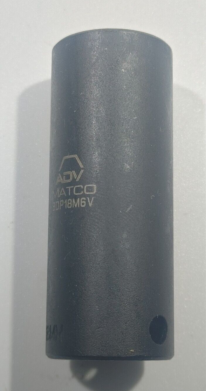 MATCO TOOLS «ADV» BDP18M6V, 3/8″ DRIVE, 18MM. IMPACT SOCKET, 2.4″ DEEP, 6 POINT.
