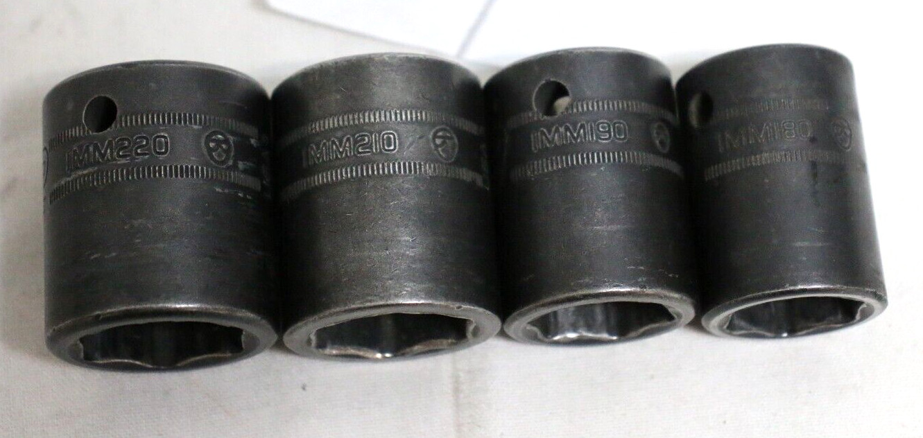 Snap-On IMM220 IMM210 IMM200 1/2 6PT metric shallow impact socket LOT OF 13