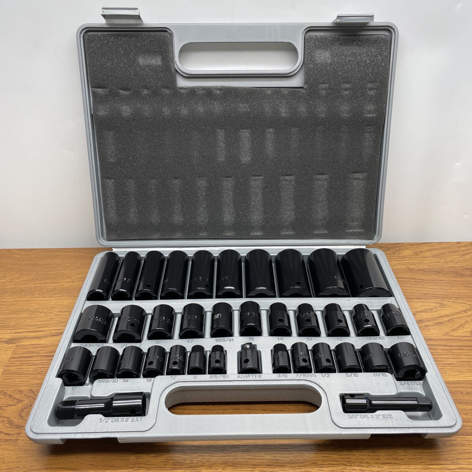 Cal-Hawk 38Pc 3/8″ & 1/2″ Dr SAE & Metric Deep & Shallow Impact Socket, AIS38A