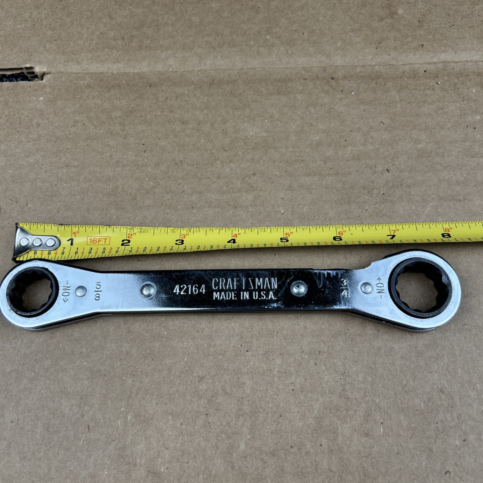 Craftsman 5/8» x 3/4» SAE Ratcheting Box End Wrench Chrome 42164 USA