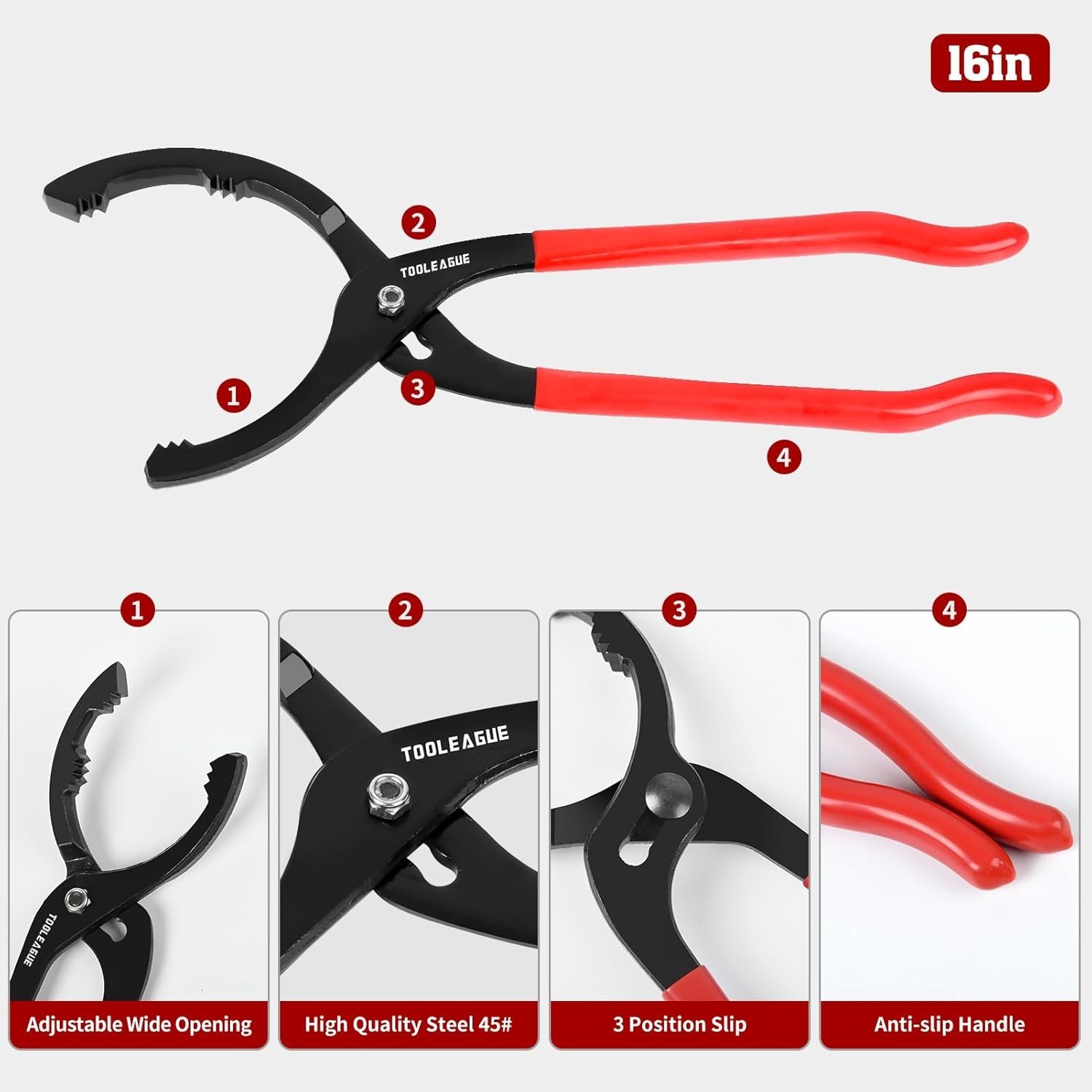 16 Inch Large Oil Filter Pliers Adjustable Wrench Removal Tool For Cars Trucks