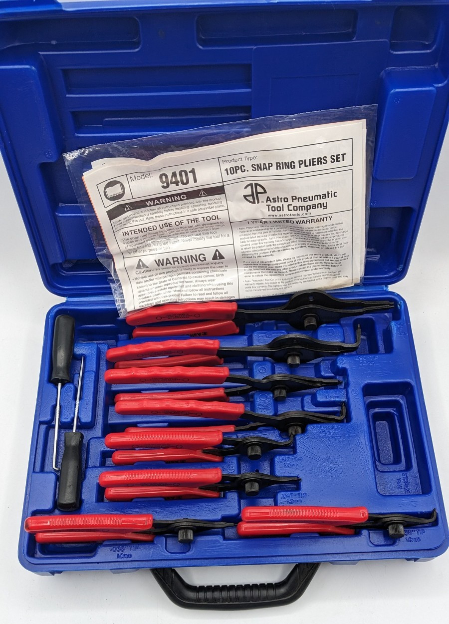 Astro Pneumatic 9401 Snap Ring Pliers Set with Bent and Straight Ends NOB