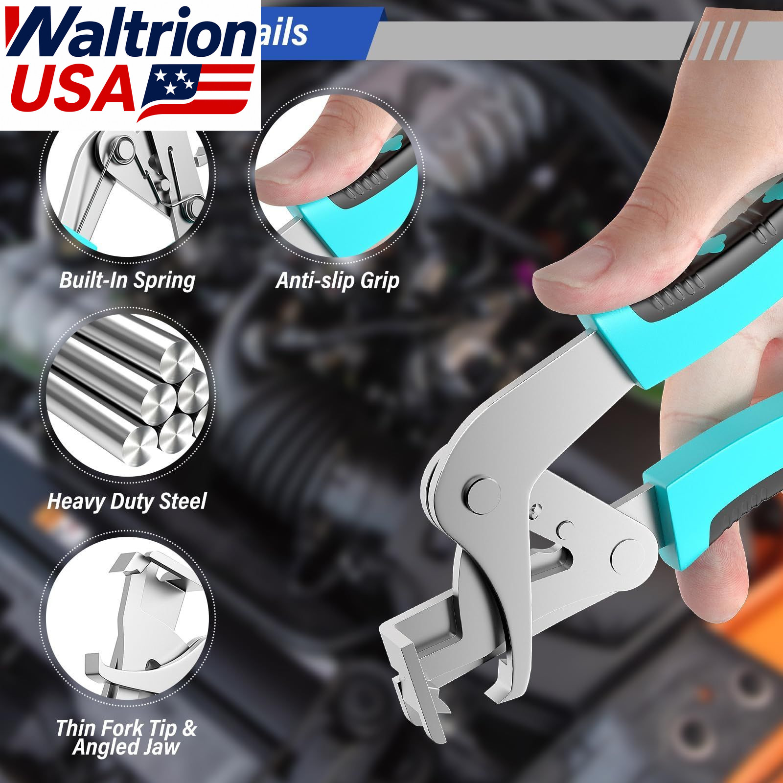 BURMONG 1 Pack Metal Car Clip Pliers Disassembly Tool, Professional Auto Blue