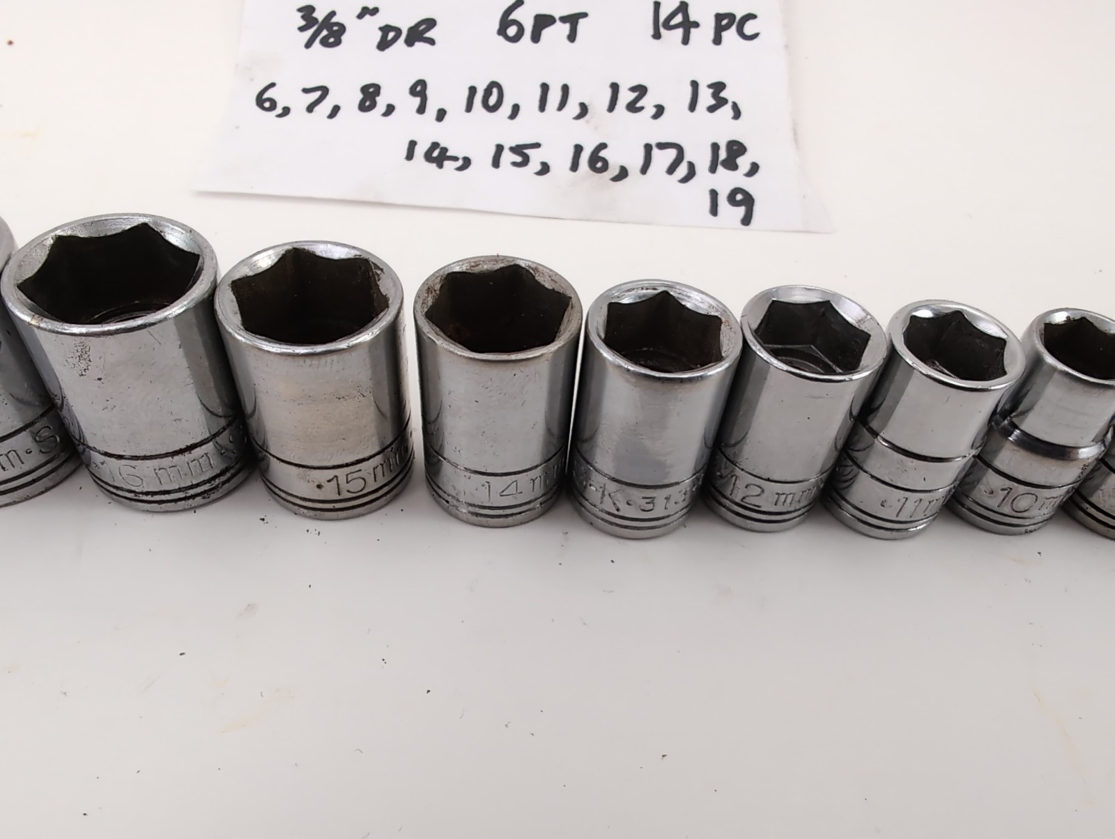 S-K METRIC 3/8″dr 6pt 14pc Set 6mm-19mm – Made in USA – SUPERB!!!