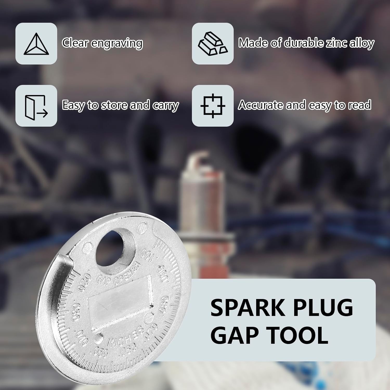 Precision Spark Plug Gap Tool, Zinc Alloy 0.020-0.100 Inch, User-Friendly Design