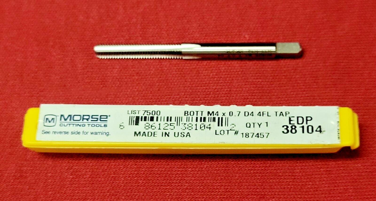 M4 X 0.7 4MM Bottom Tap HSS Morse MT3838104 Hand Tap USA D4 Metric